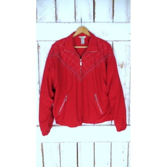 90s vintage red  wind breaker bomber jacket  utility jacket Adirondack - Picture 2 of 7